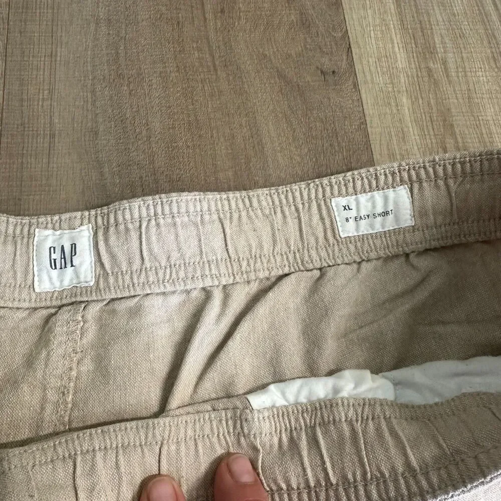 Gap Mens Pull-on Linen Cotton Beige Casual Drawstring Shorts XL 8